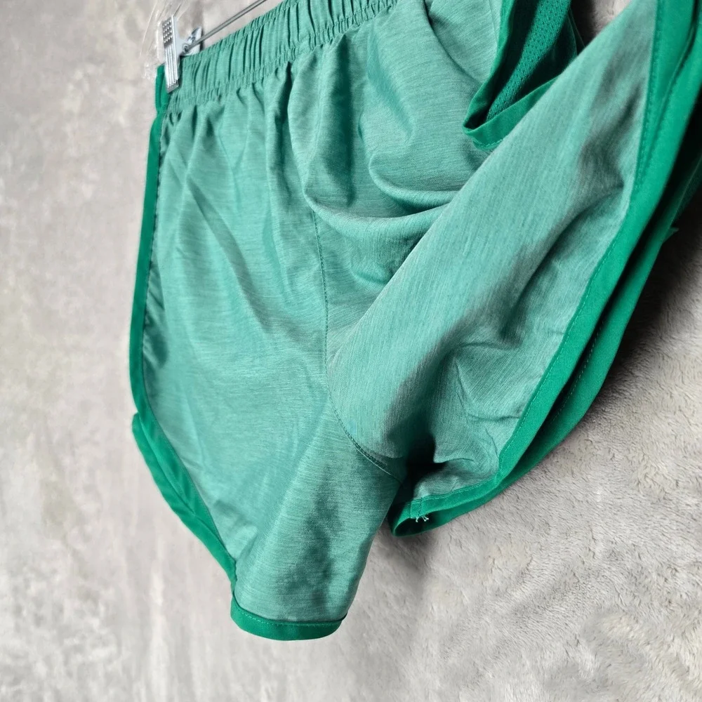 Nike Running Shorts Women Small Green Dri-Fit Heathered Elastic Waist Mesh Sides